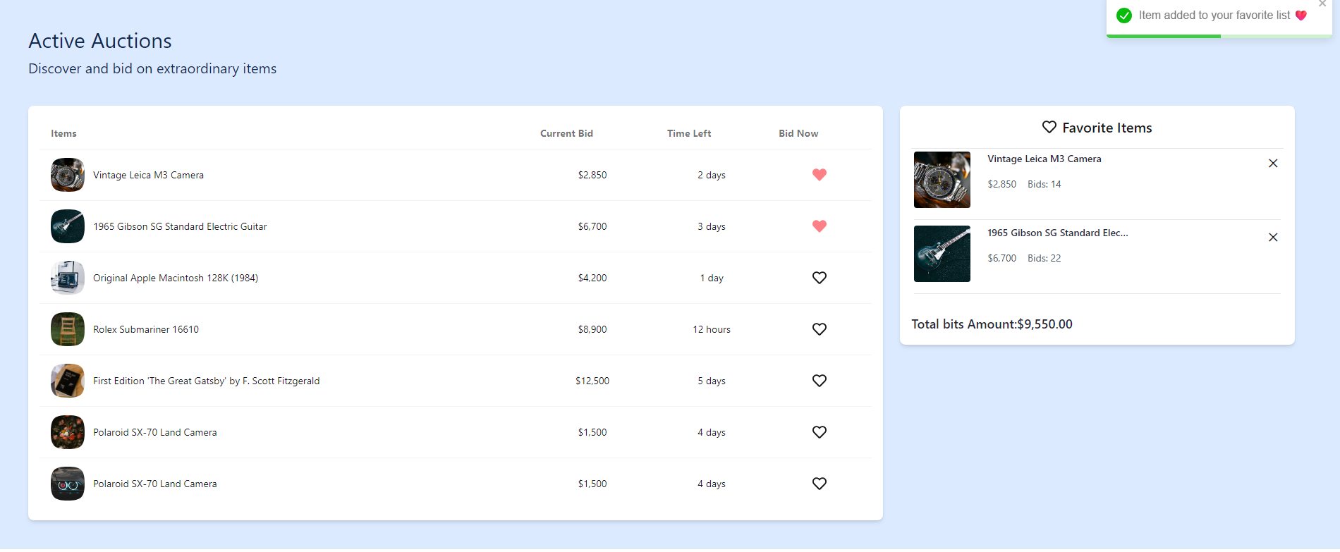 Auction Gallery Website Project Image